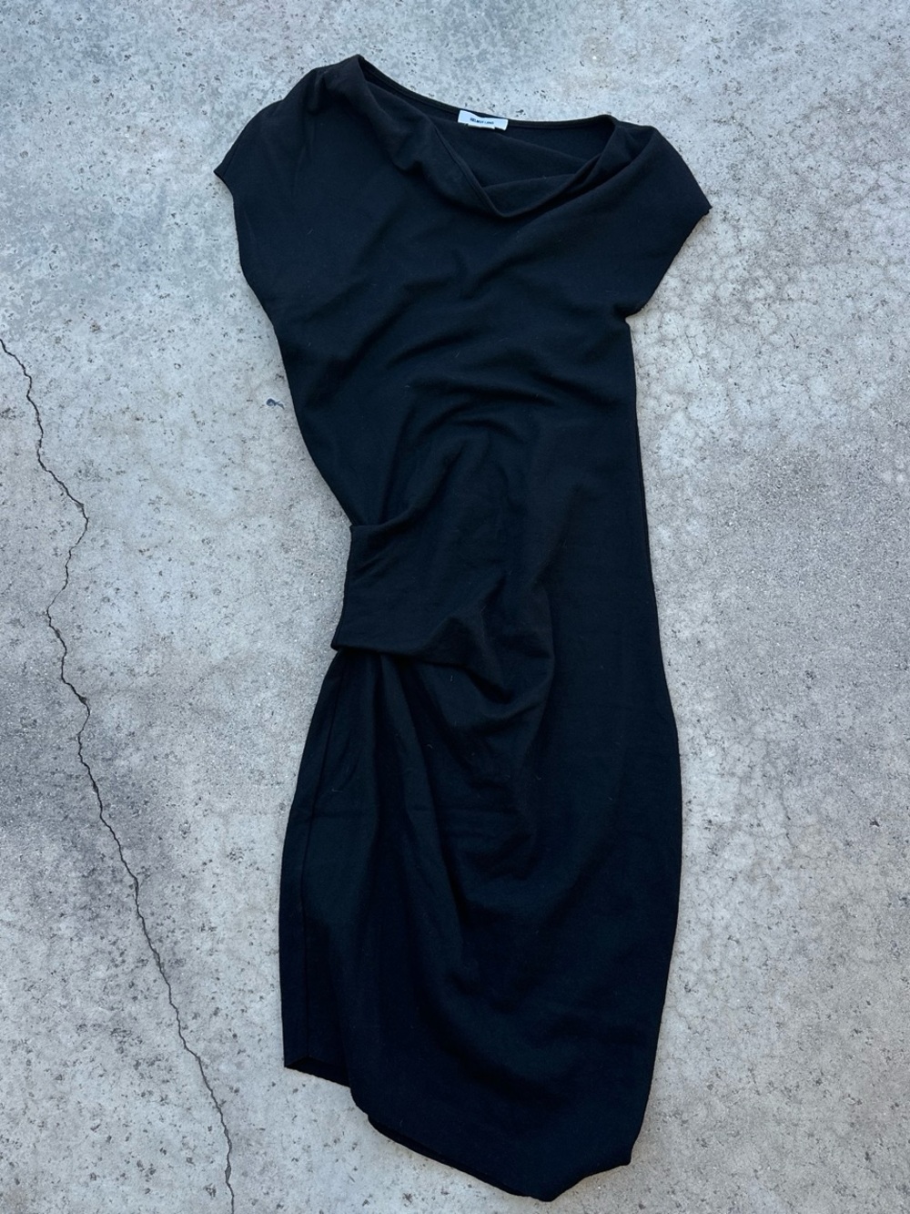 Helmut Lang Black One-Shoulder Draped Dress